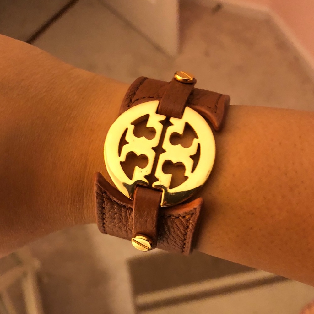 Tory Burch logo leather bracelet